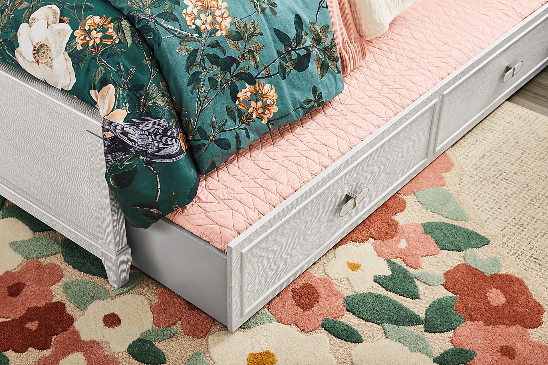 Kids Emilie Rose Wirebrush Gray Twin Storage Trundle - Image 3