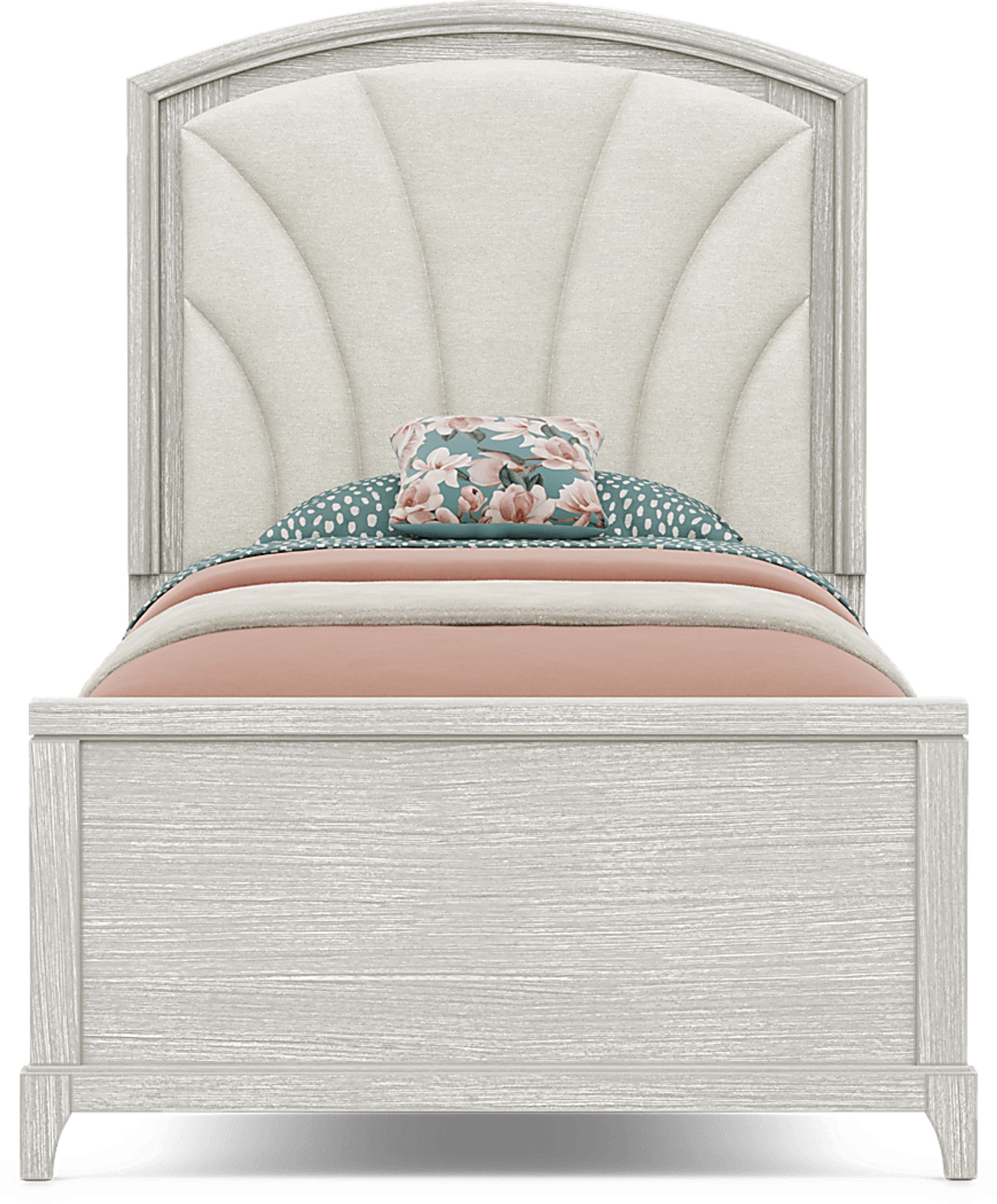 Kids Emilie Rose Twin Wirebrush Gray Upholstered Bedroom - Image 3