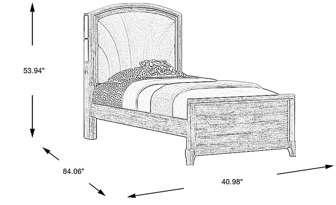 Kids Emilie Rose Wirebrush Gray Twin Upholstered Bed