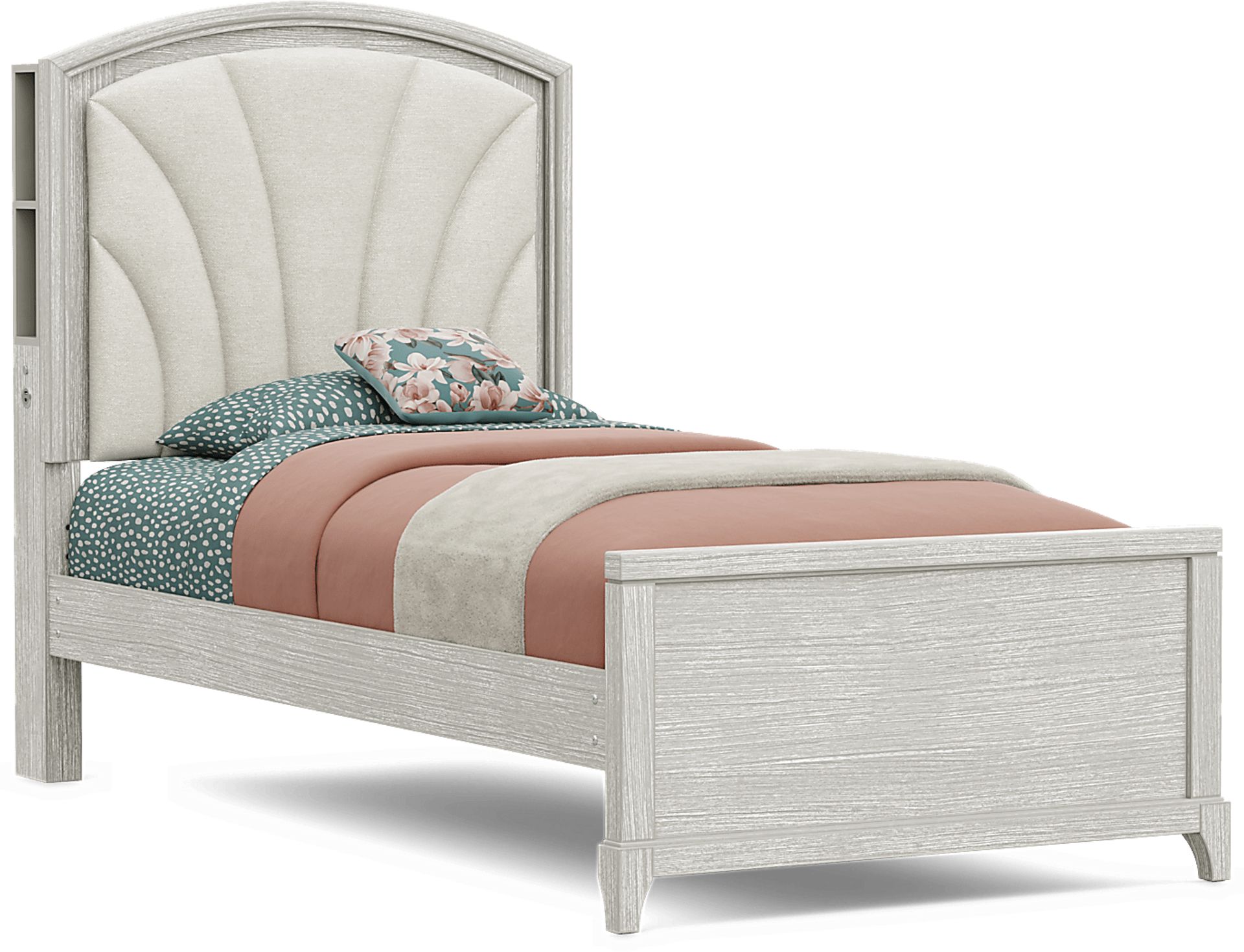 Kids Emilie Rose Twin Wirebrush Gray Upholstered Bedroom - Image 2