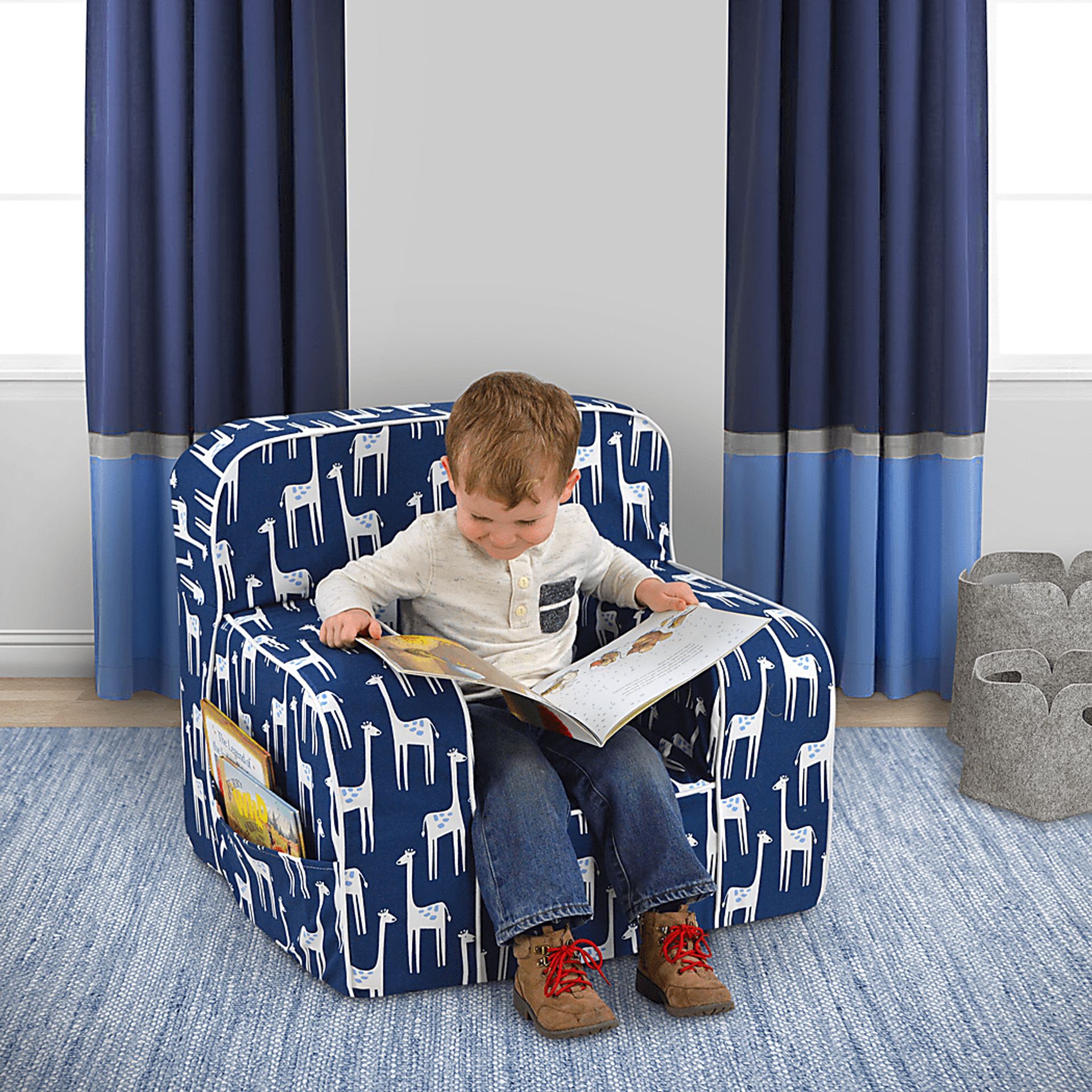 Emric Navy Toddler Chair with Storage Pockets - Image 2