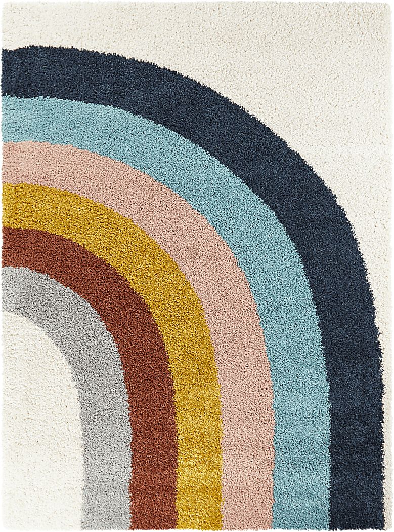 Kids End Of The Rainbow White 5'3 x 7' Rug
