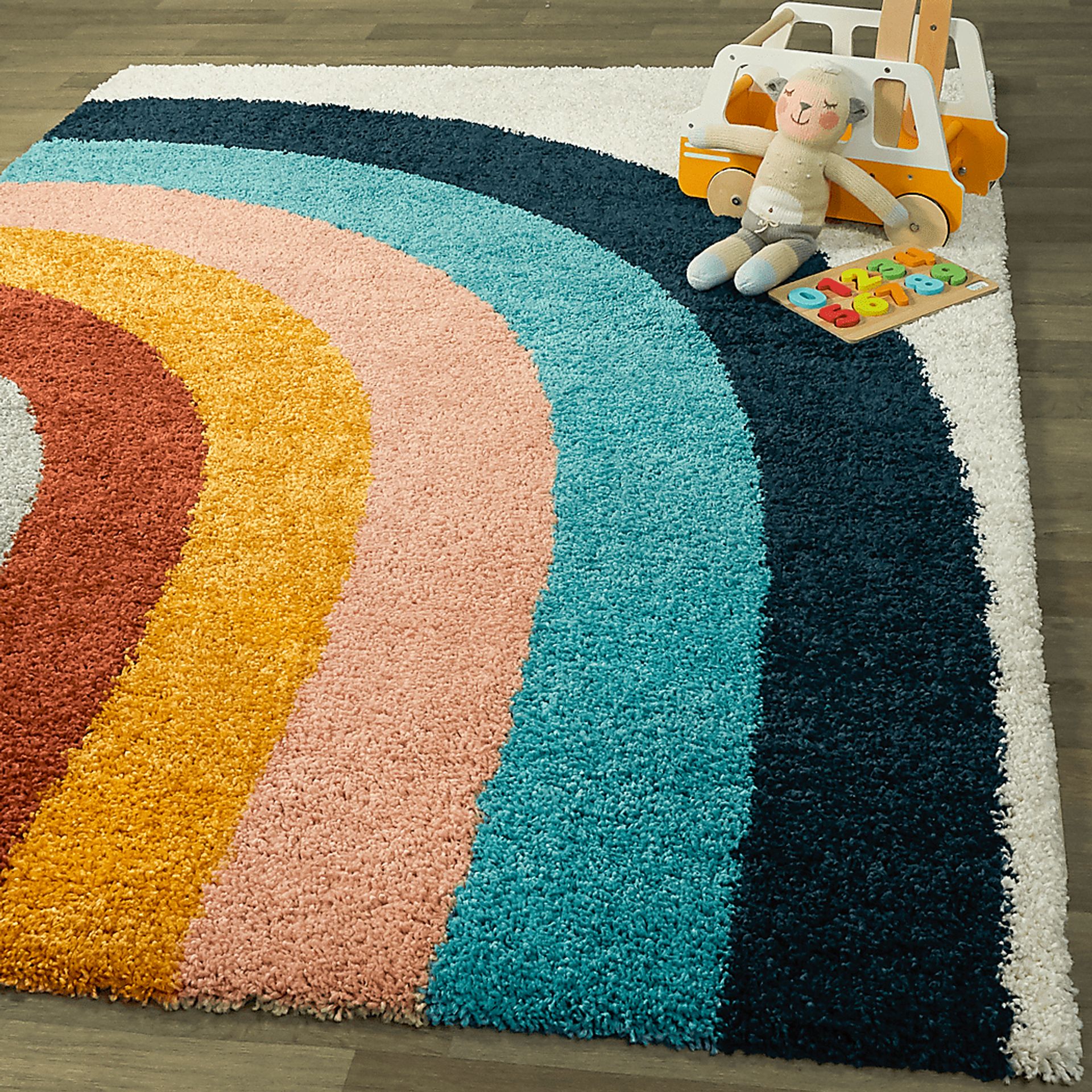 Kids End Of The Rainbow White 7'10 x 10' Rug - Image 2