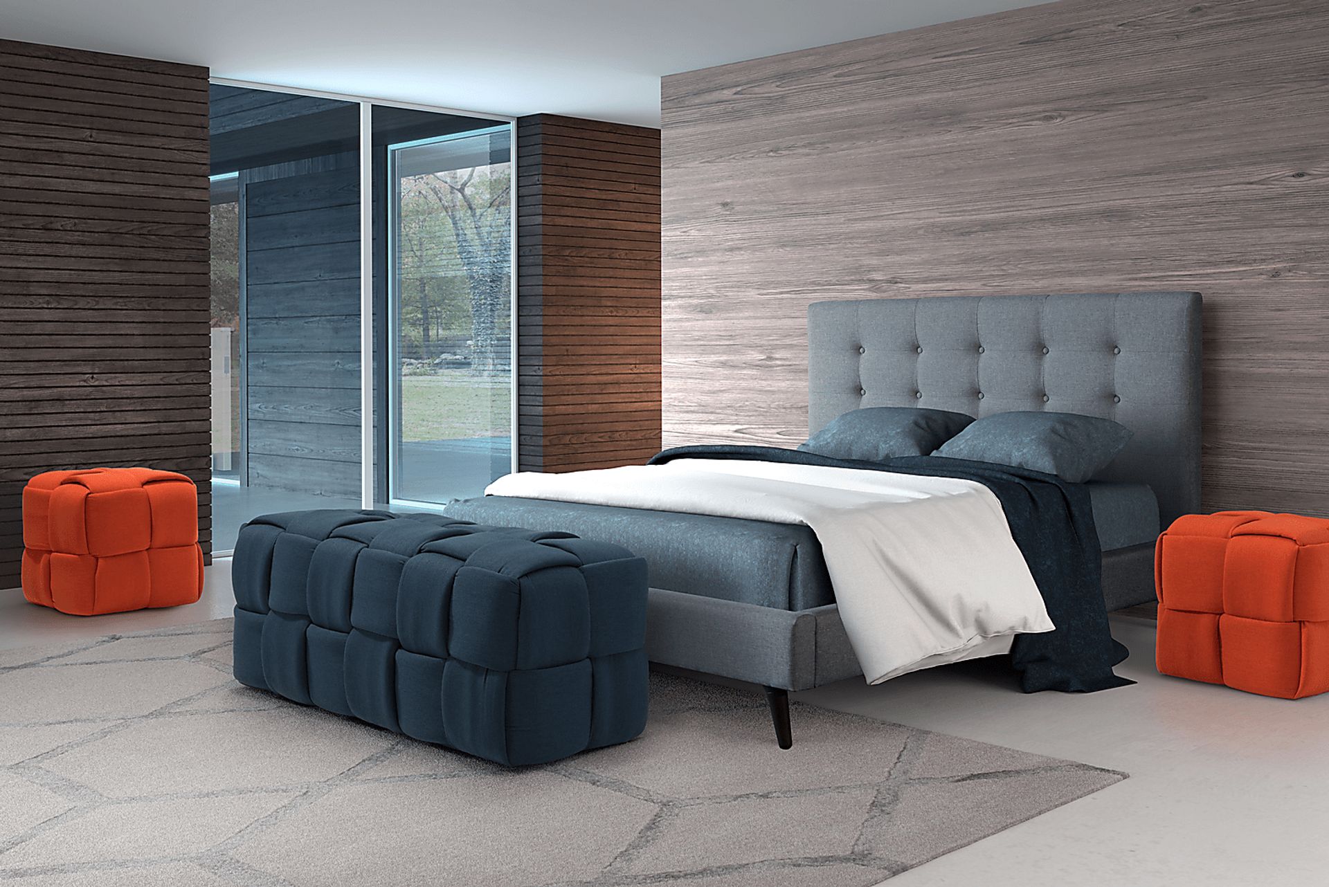 Kids Esher Navy Ottoman - Image 4