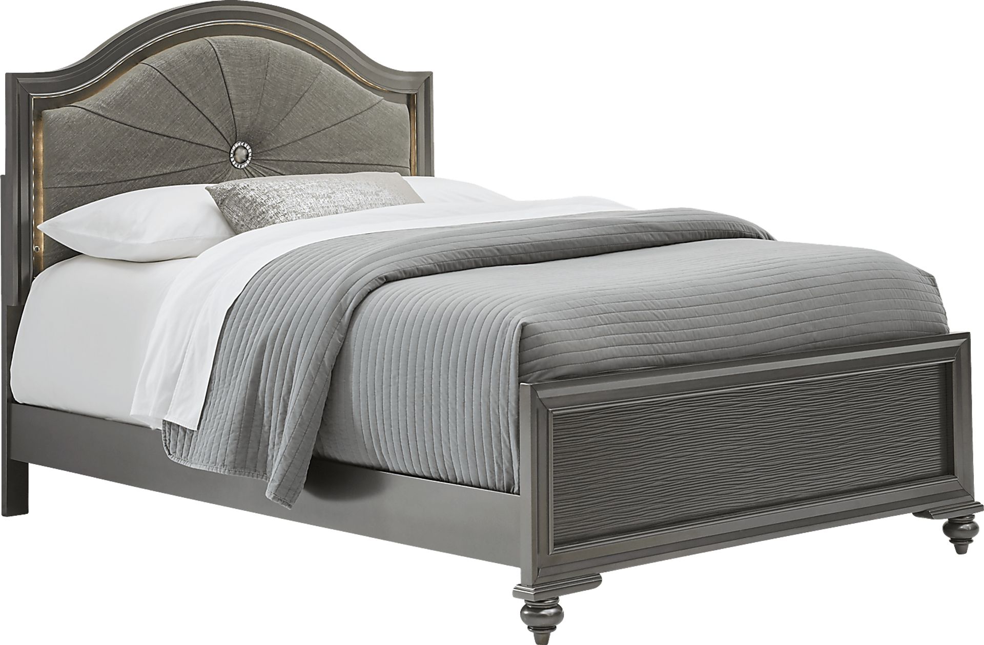 Kids Evangeline Charcoal 5 Pc Full Lighted Upholstered Bedroom - Image 2