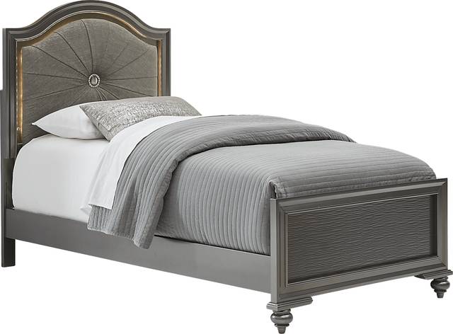 Kids Evangeline Charcoal 3 Pc Twin Lighted Upholstered Bed - Thumbnail - Image 1
