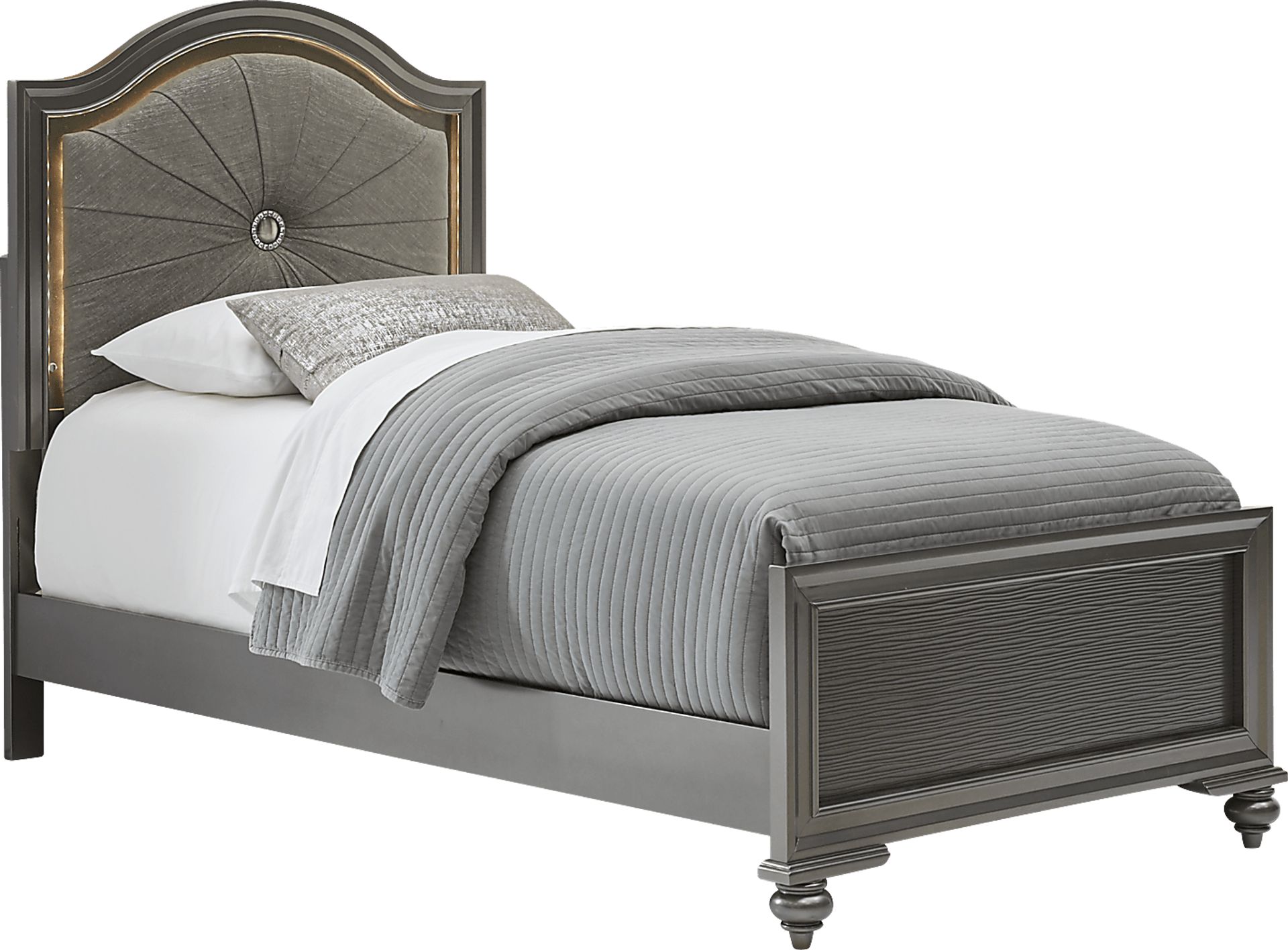 Kids Evangeline 5 Pc Charcoal Twin Lighted Upholstered Bedroom - Image 2