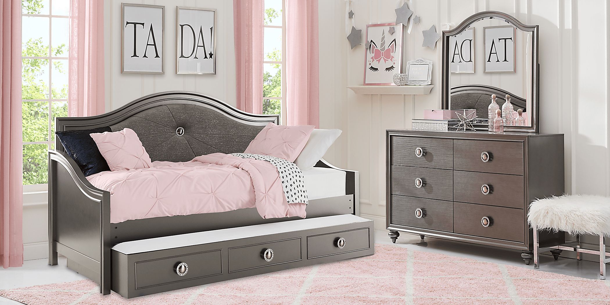 Kids Evangeline Charcoal 5 Pc Twin Daybed Bedroom Rooms To Go