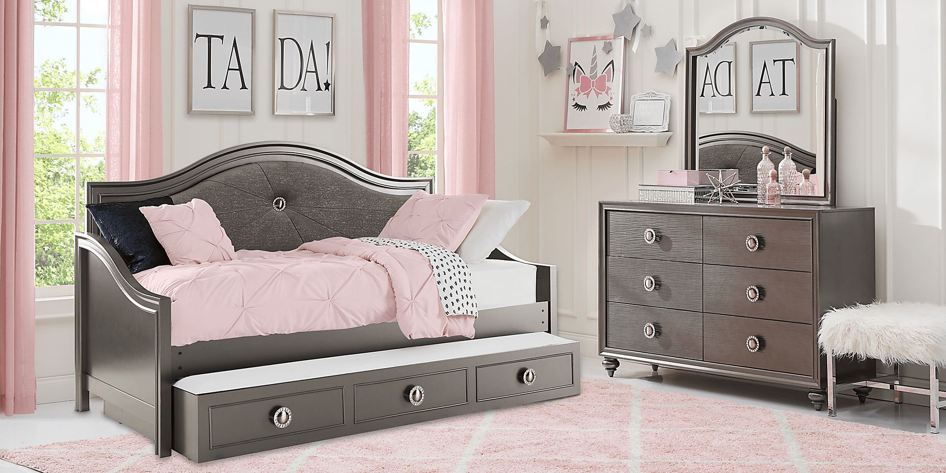 Kids Evangeline Charcoal 5 Pc Twin Daybed Bedroom - Image 2