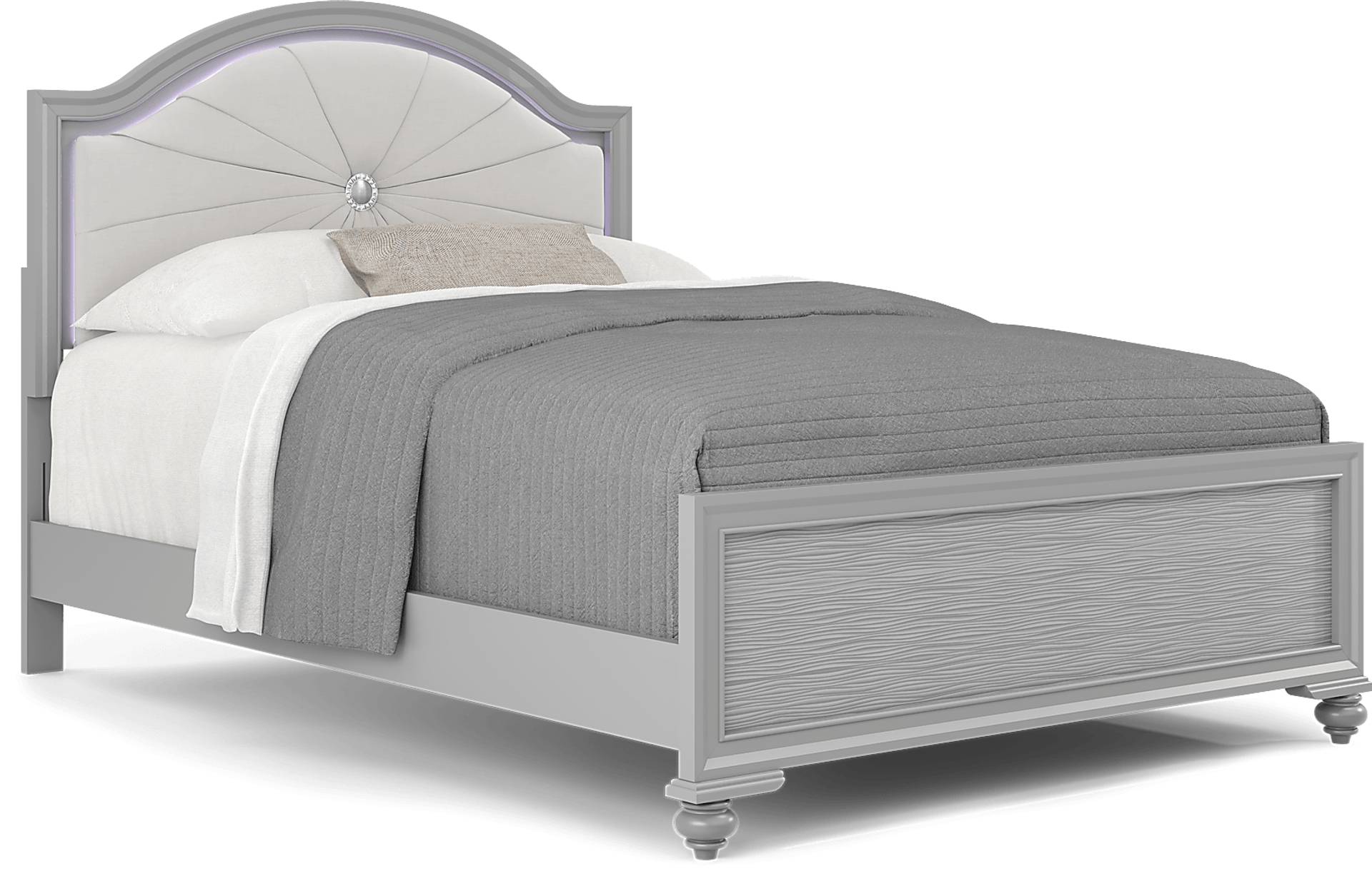 silver 3 pc full upholstered bed