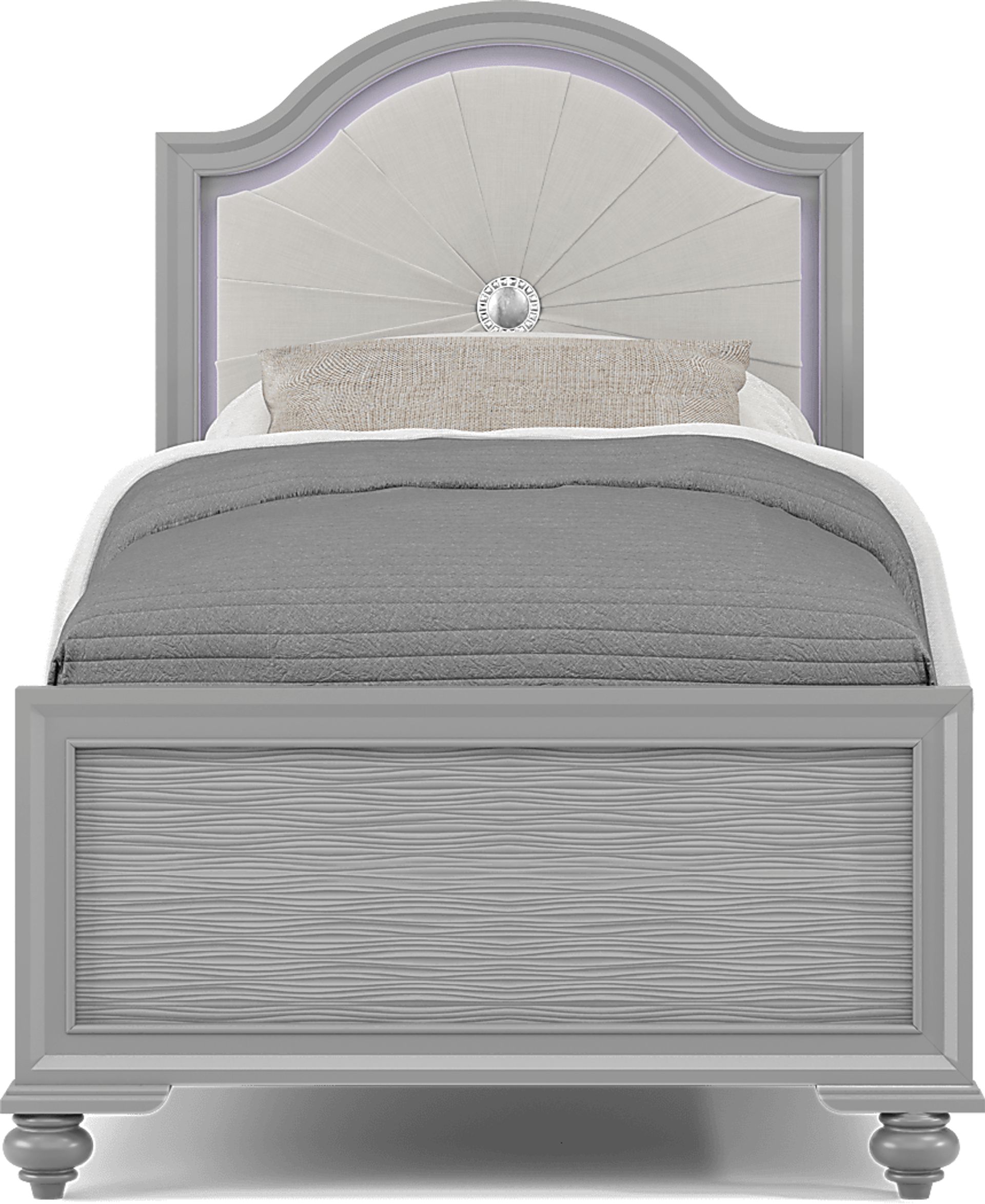 Evangeline Silver Gray 3 Pc Twin Upholstered Bed Rooms to Go