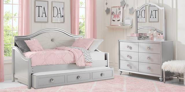 Kids Evangeline Silver 5 Pc Twin Daybed Bedroom - Thumbnail - Image 2