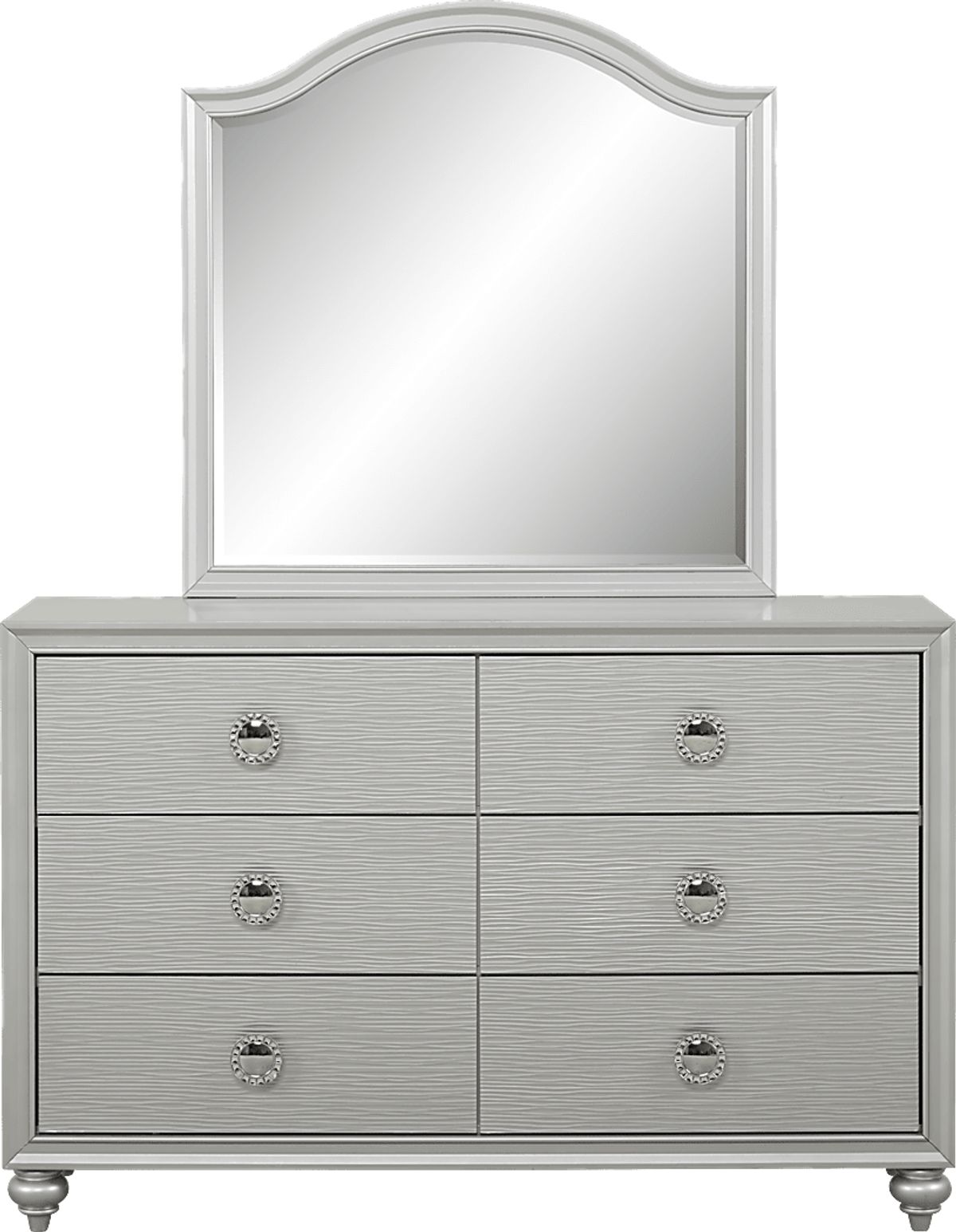 Evangeline Silver Gray Dresser & Mirror Set Rooms to Go