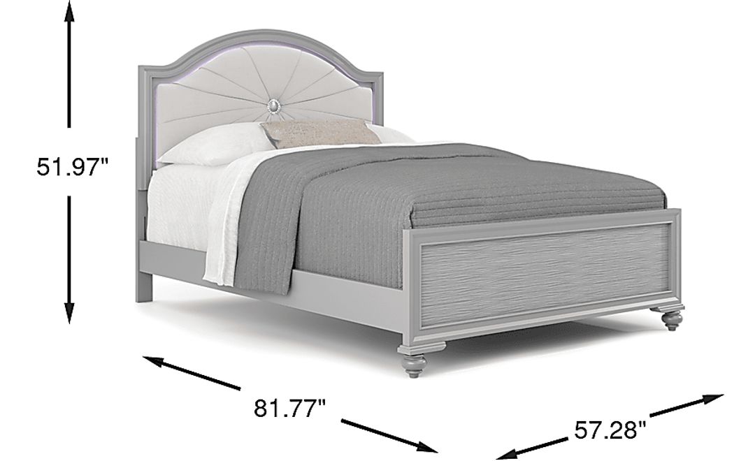 Kids Evangeline Silver Full Lighted Upholstered Bed with Multi-Color LEDs