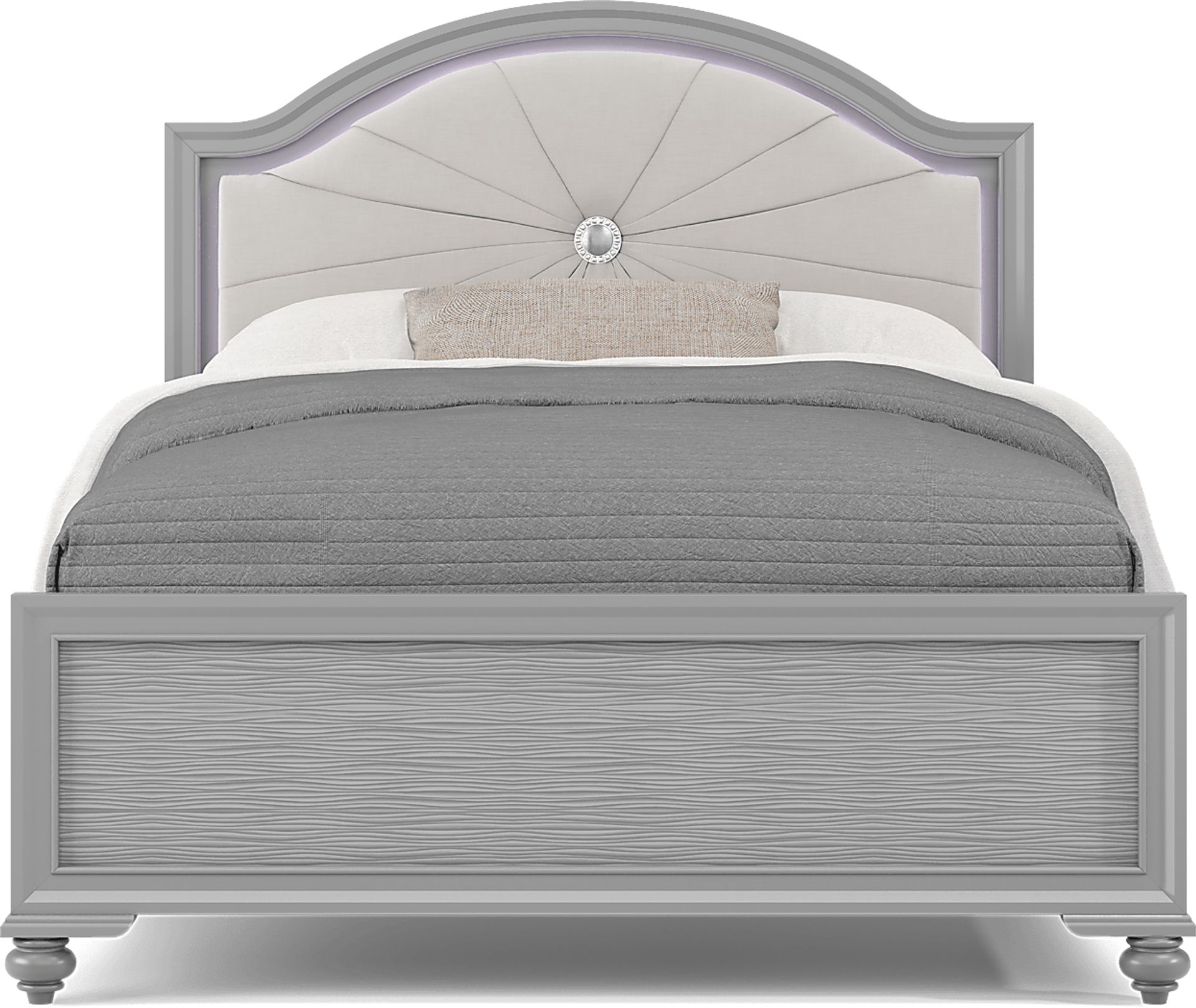 Kids Evangeline Silver Full Lighted Upholstered Bedroom with White LED - Image 3