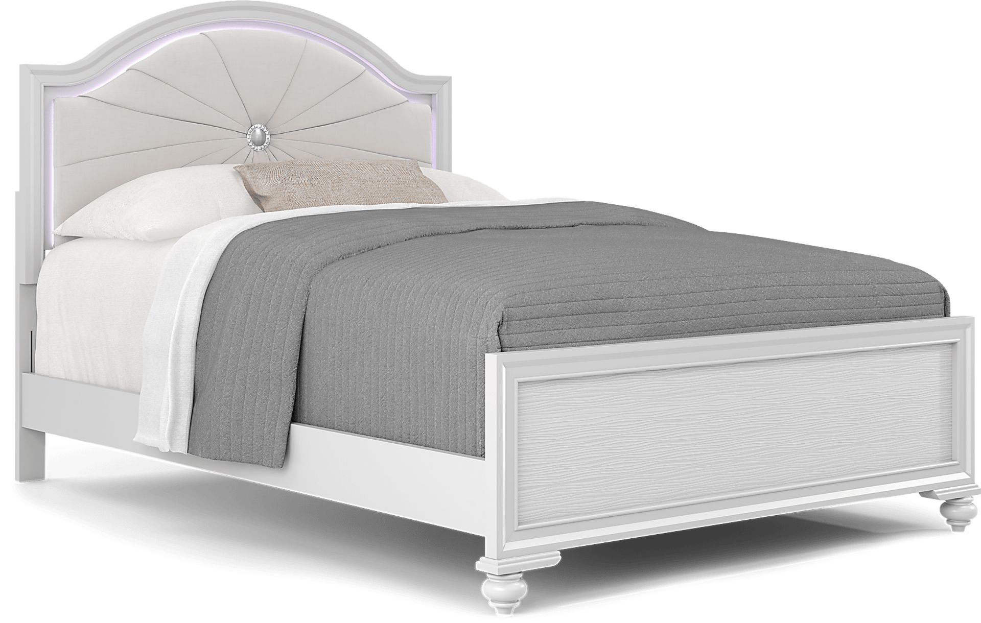 Kids Evangeline White 5 Pc Full Lighted Upholstered Bedroom - Image 2