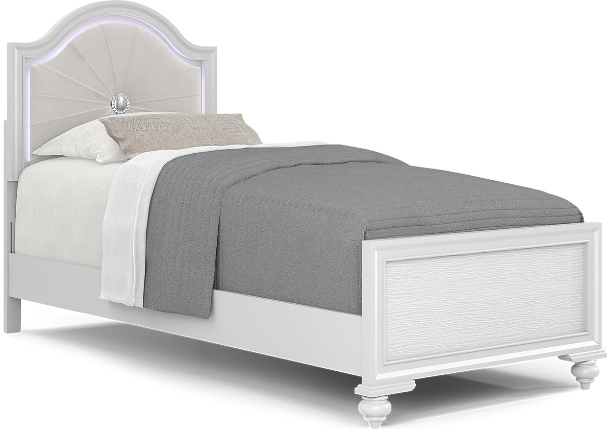 Kids Evangeline White 3 Pc Twin Lighted Upholstered Bed