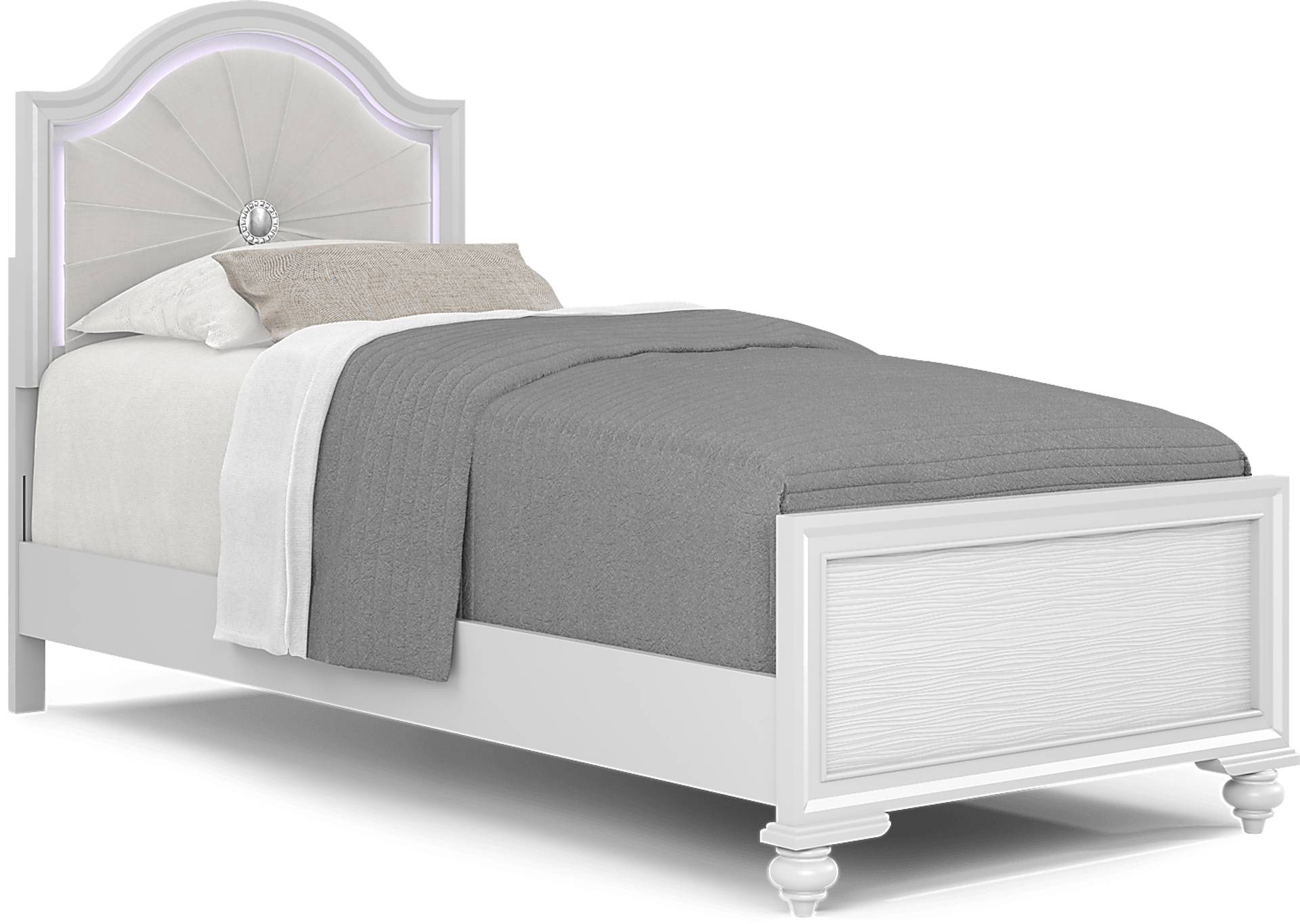 white 3 pc twin upholstered bed