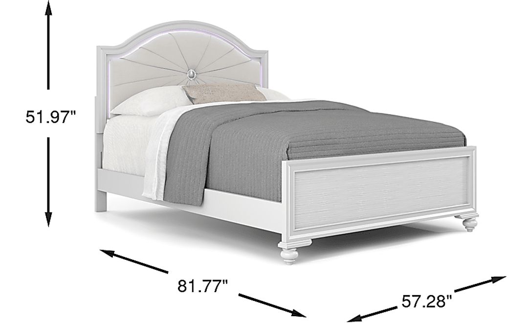Kids Evangeline White Full Lighted Upholstered Bed with Multi-Color LEDs