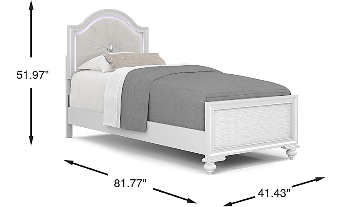 Kids Evangeline White Twin Lighted Upholstered Bed with Multi-Color LEDs