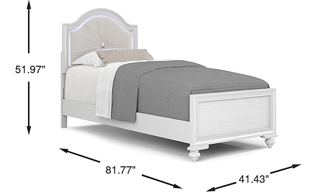 Kids Evangeline White Twin Lighted Upholstered Bed with Multi-Color LEDs