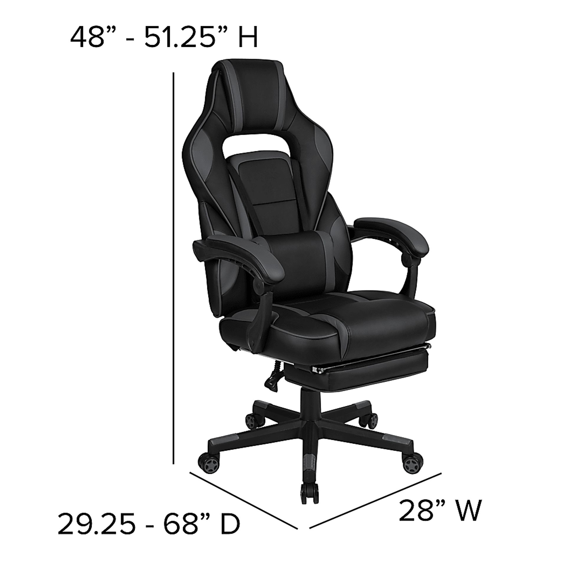 Exfor Gray Ergonomic PC Gaming Chair with Footrest - Image 12