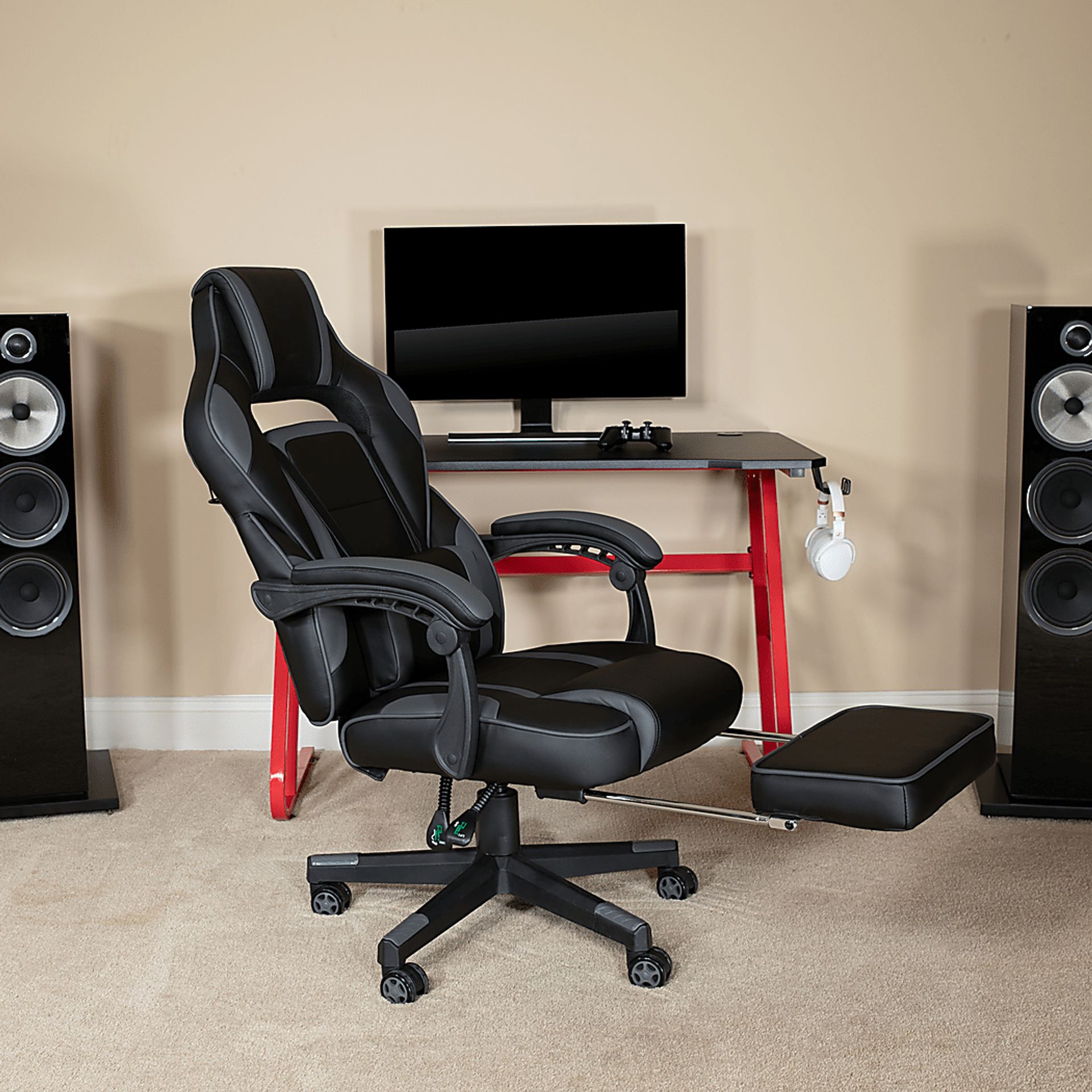 Exfor Gray Ergonomic PC Gaming Chair with Footrest - Image 10