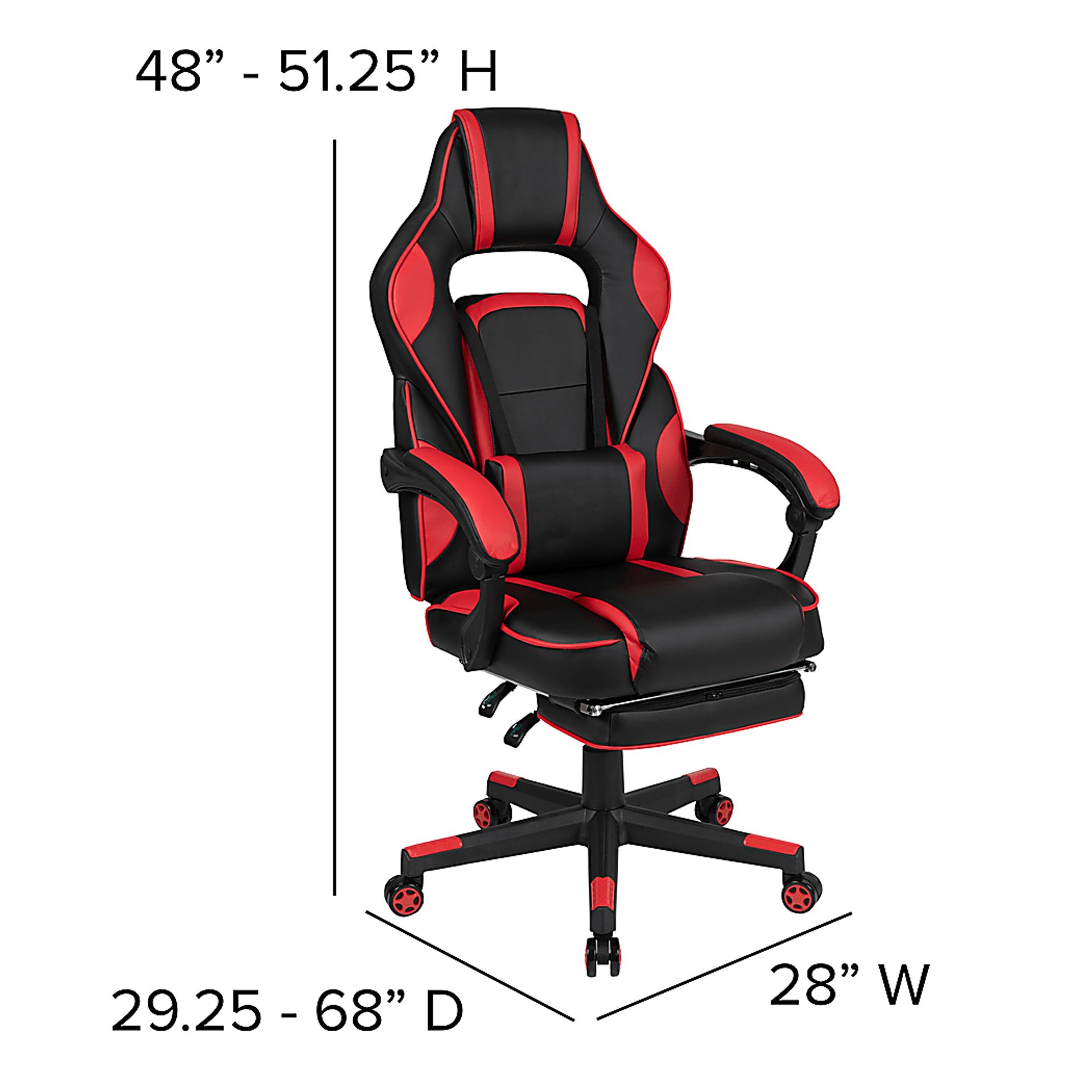 Exfor Red Ergonomic PC Gaming Chair with Footrest - Image 12
