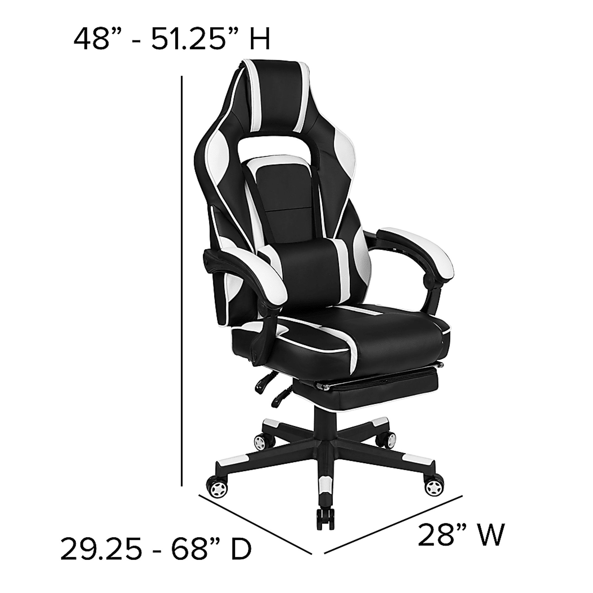 Exfor White Ergonomic PC Gaming Chair with Footrest - Image 12