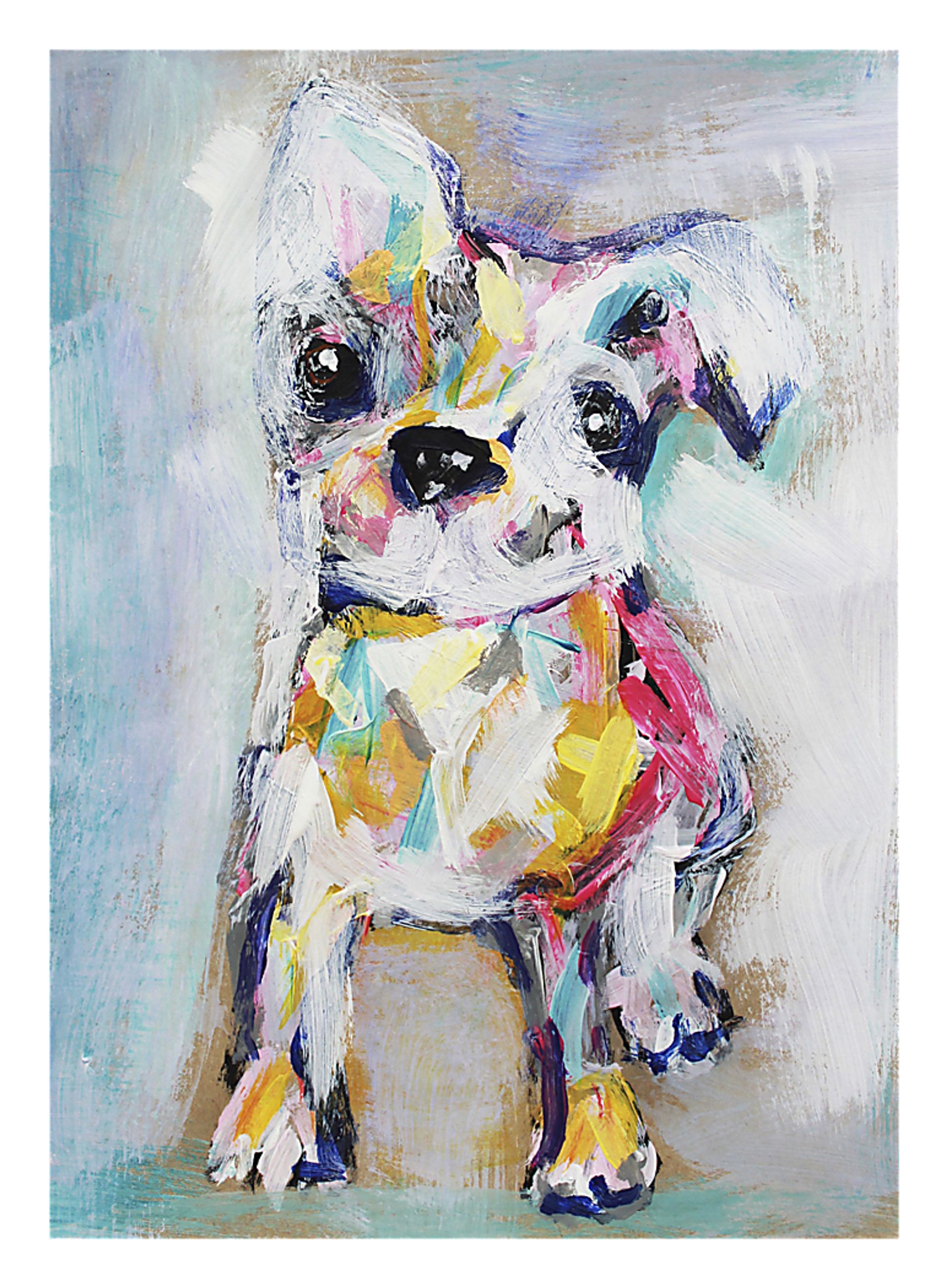 Kids Expressionist Puppy Blue Artwork - Image 1