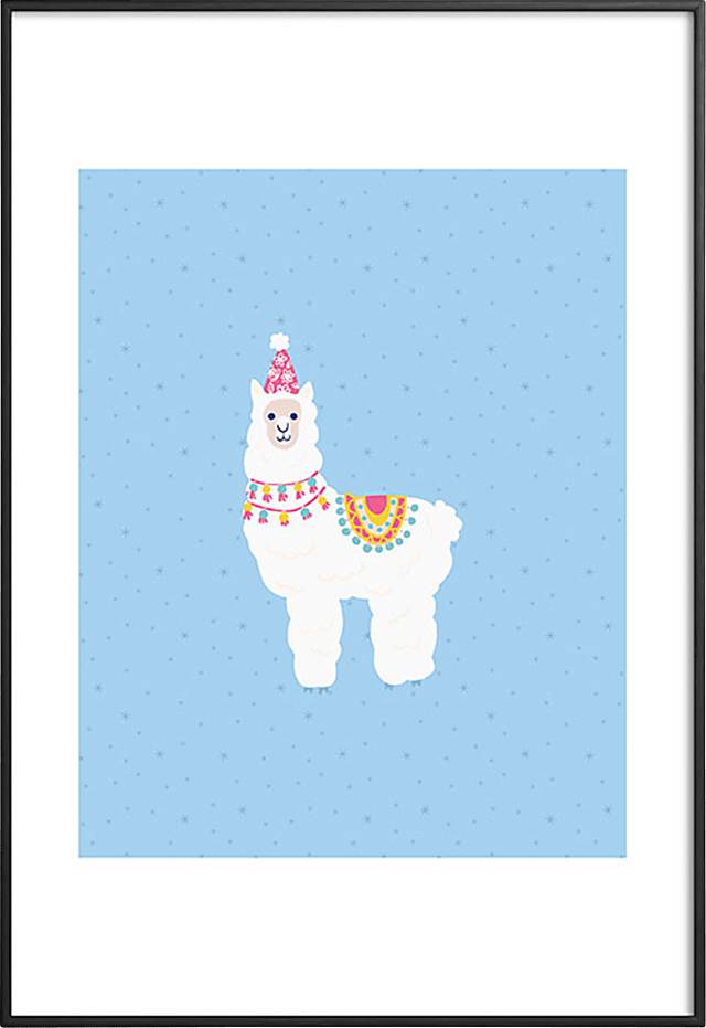 Kids Fa La Llama Blue Metal Framed Print - Thumbnail - Image 1