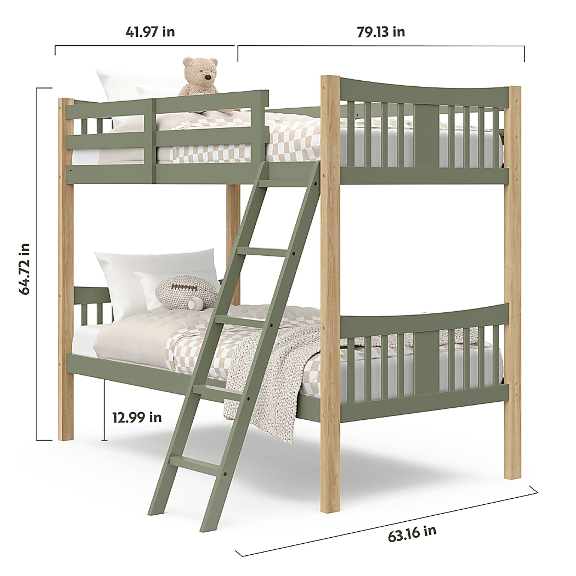Kids Fablea Olive Twin/Twin Bunk Bed - Image 9