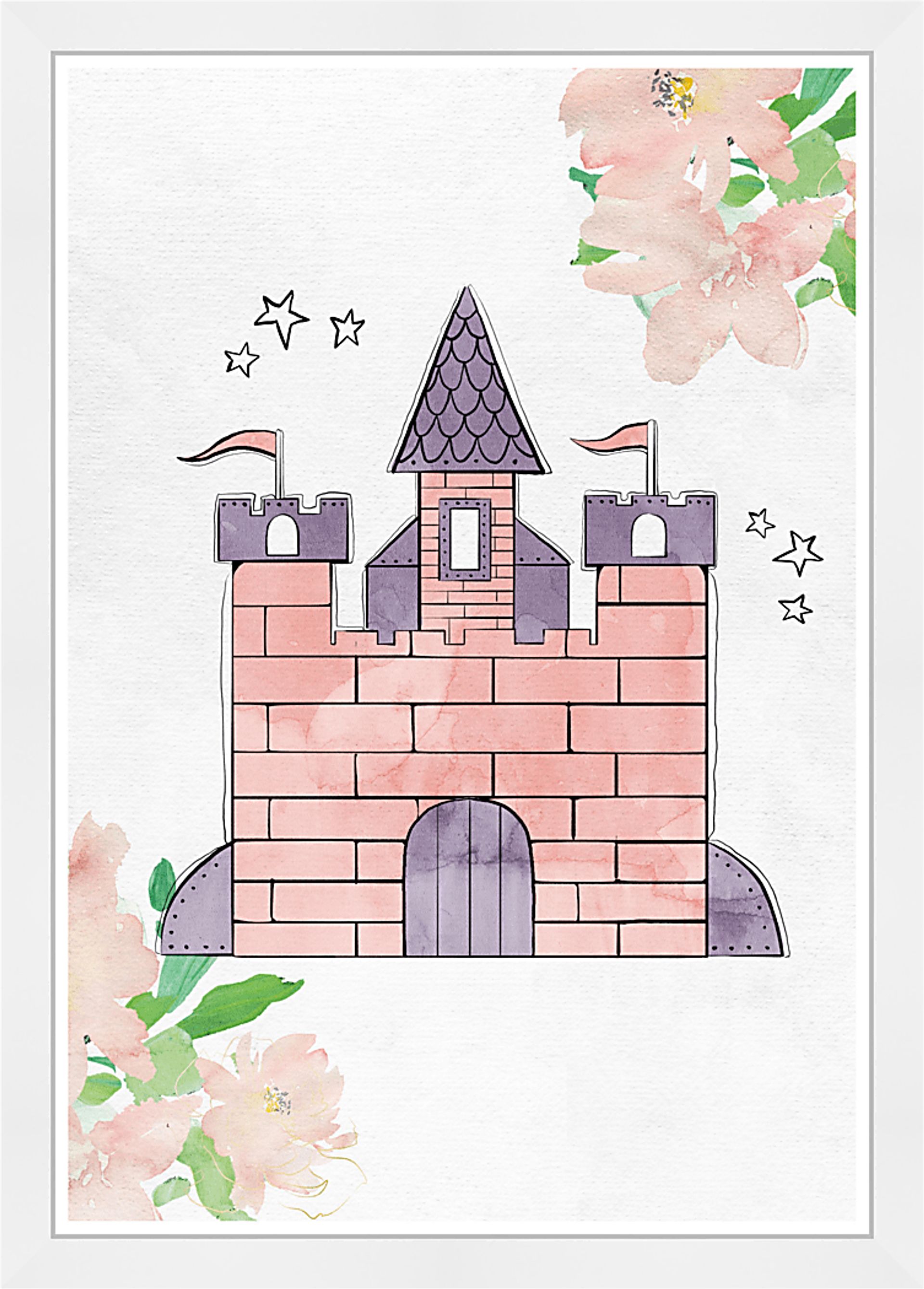 Kids Fairytale Castle Pink Wall Art - Image 1