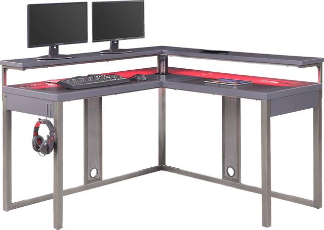 Kids Falkor Gray L-shaped Gaming Desk - Thumbnail - Image 3