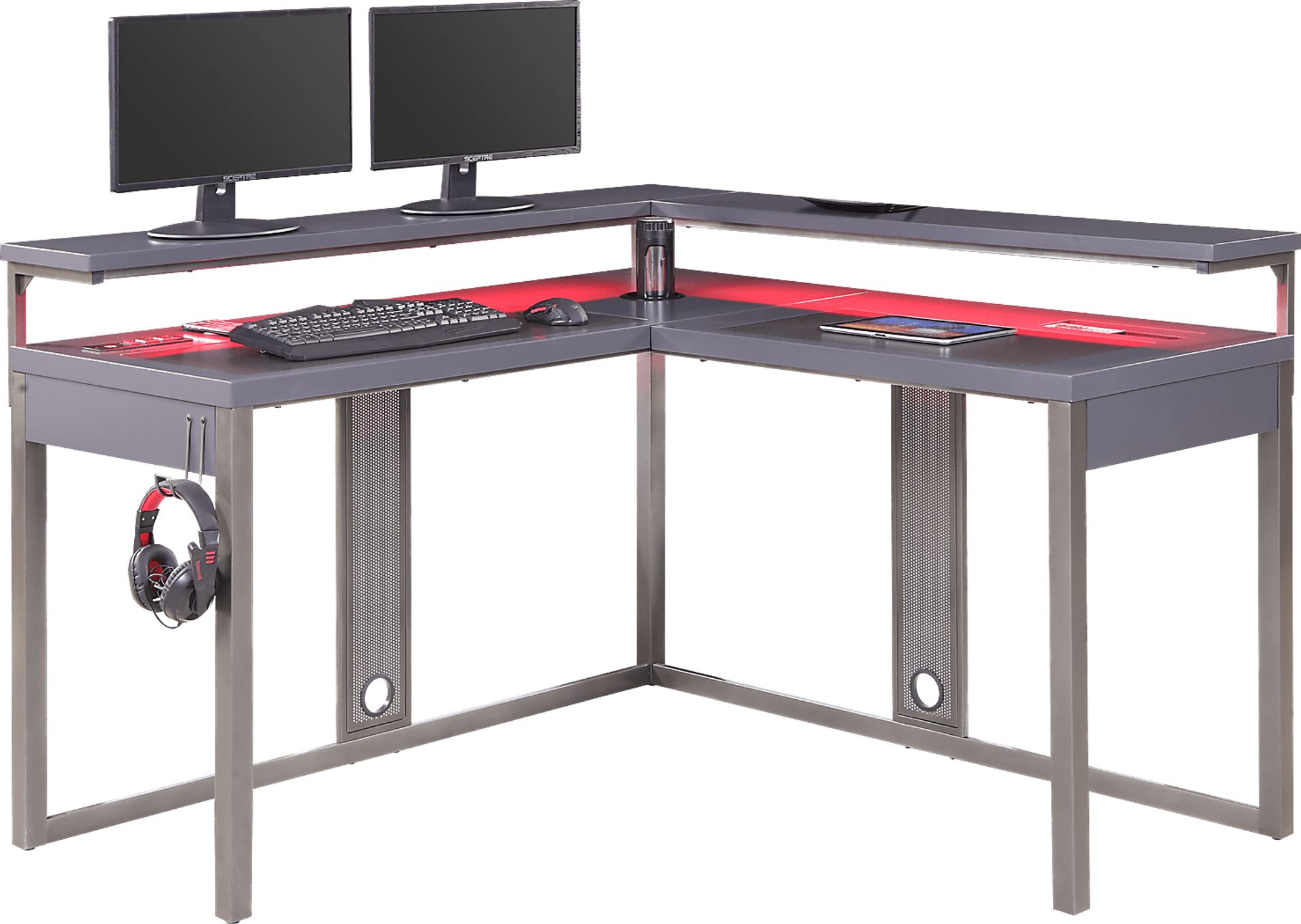 Kids Falkor Gray L-shaped Gaming Desk - Image 3