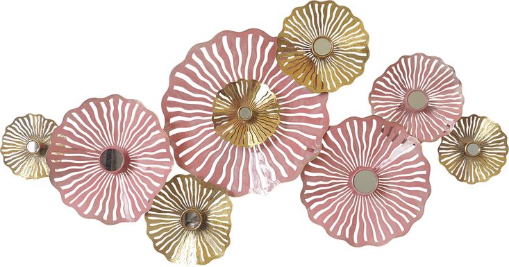 Kids Falling For Flowers Pink Metal Wall Art