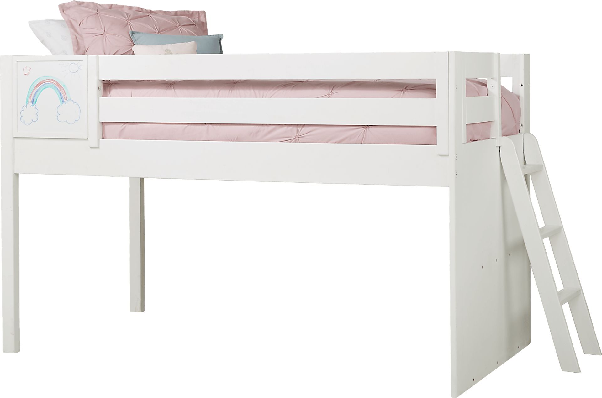 Kids Fantasy Fort White Twin Low Loft with Activity Panel - Image 3