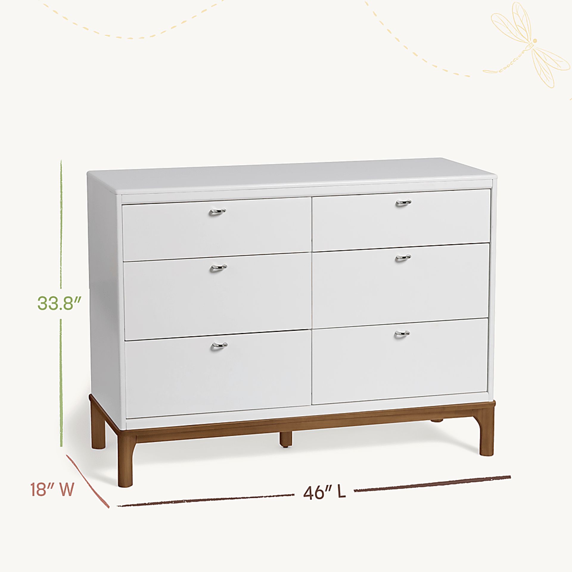 Kids Fiedu White/Brown 6 Drawer Dresser - Image 8