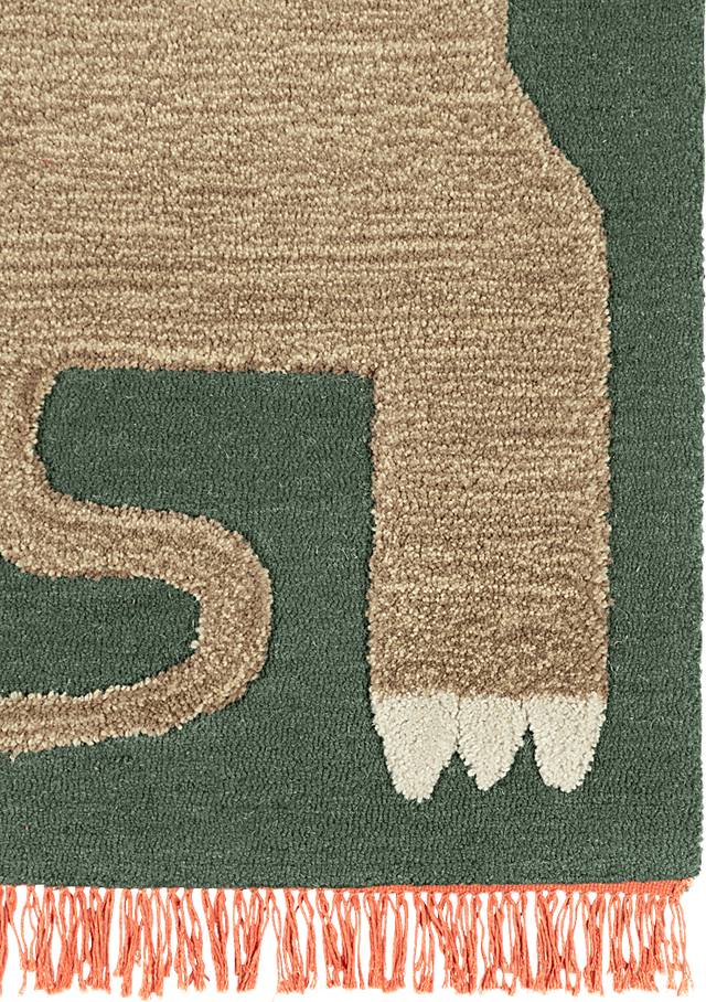 Kids Fierce Lion Green 3' x 5' Rug - Thumbnail - Image 2