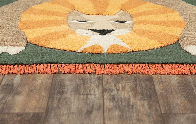 Kids Fierce Lion Green 3' x 5' Rug - Thumbnail - Image 3