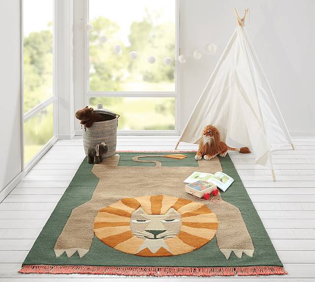 Kids Fierce Lion Green 3' x 5' Rug - Thumbnail - Image 6