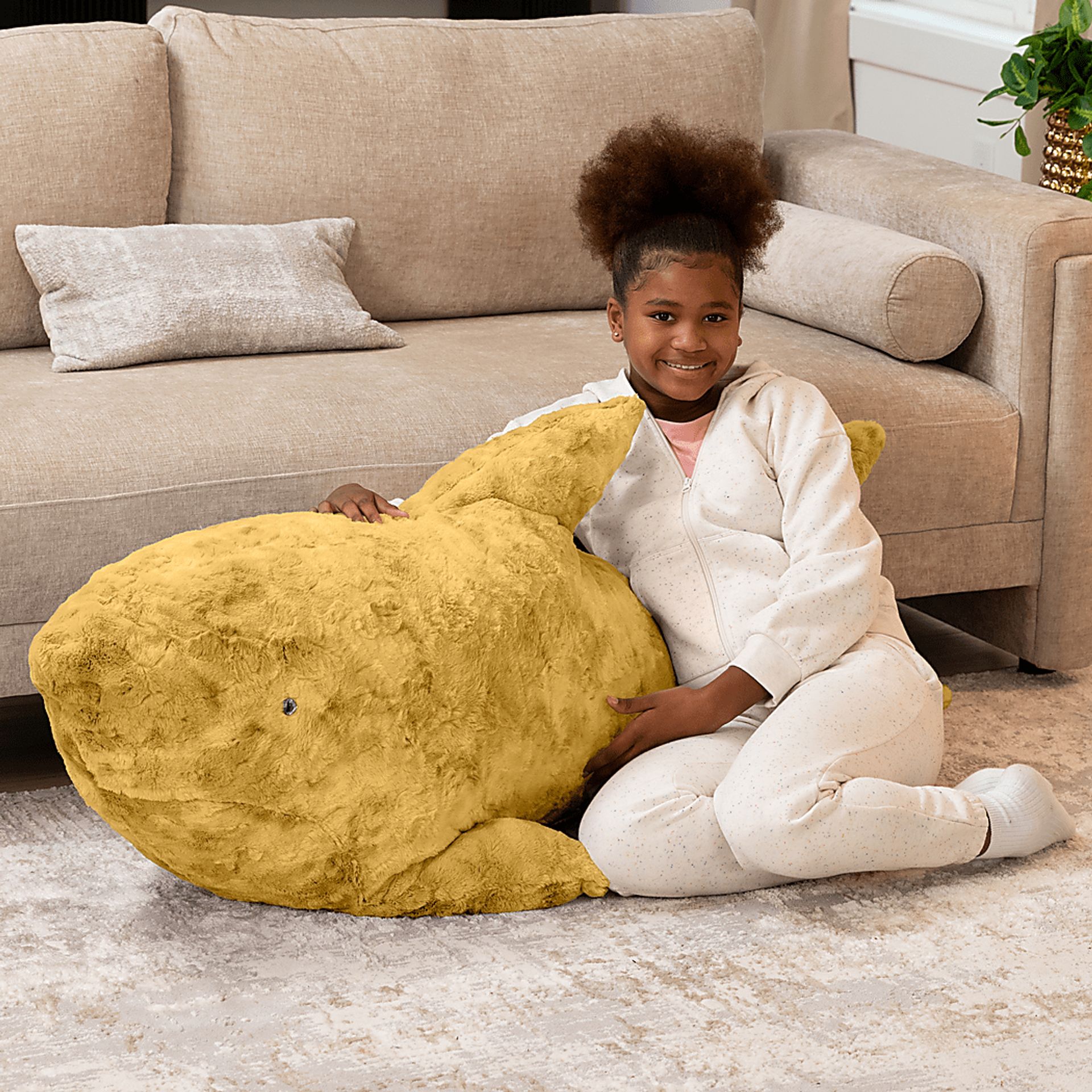 Kids Finn the Shark Gold Bean Bag - Image 4