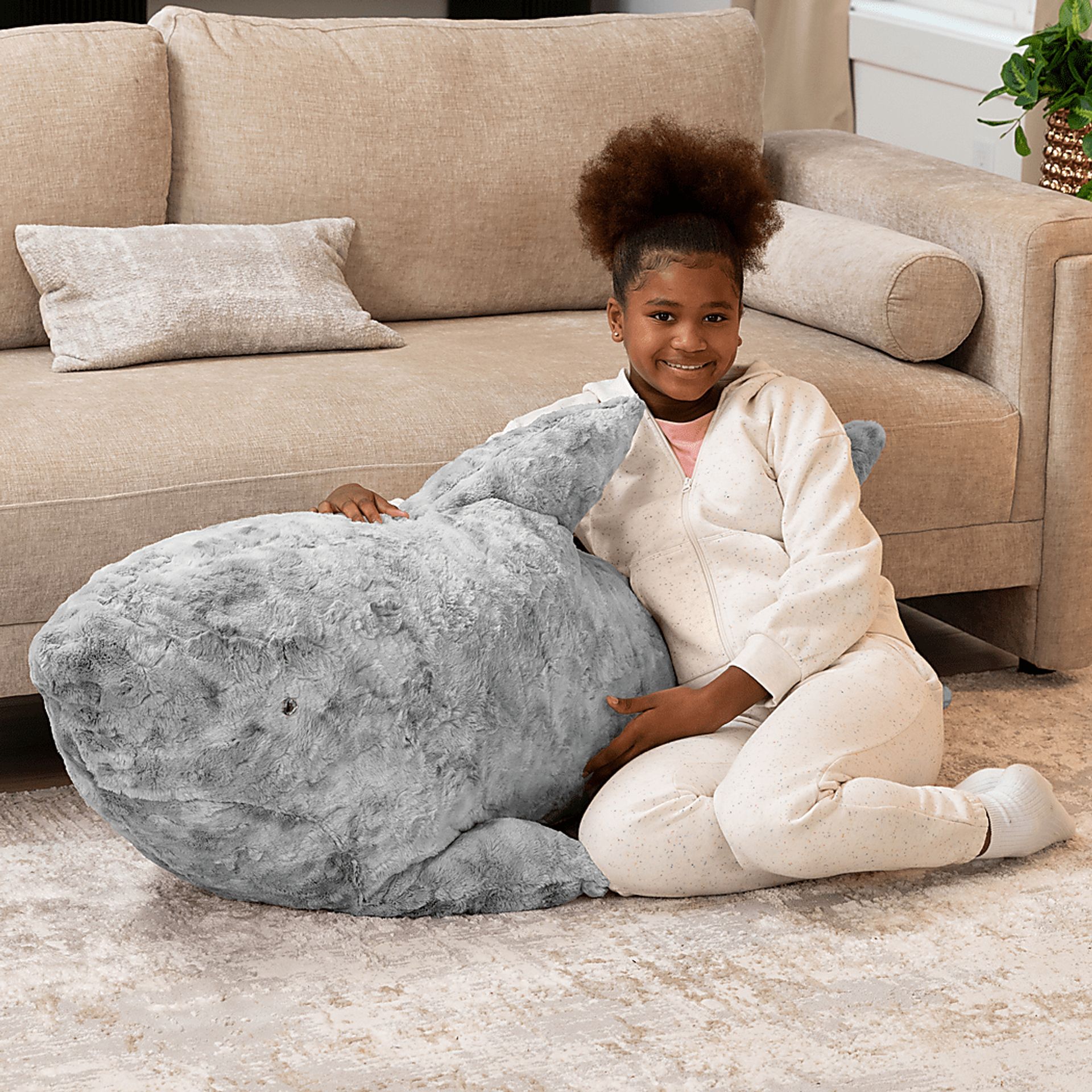 Kids Finn the Shark Gray Bean Bag - Image 4