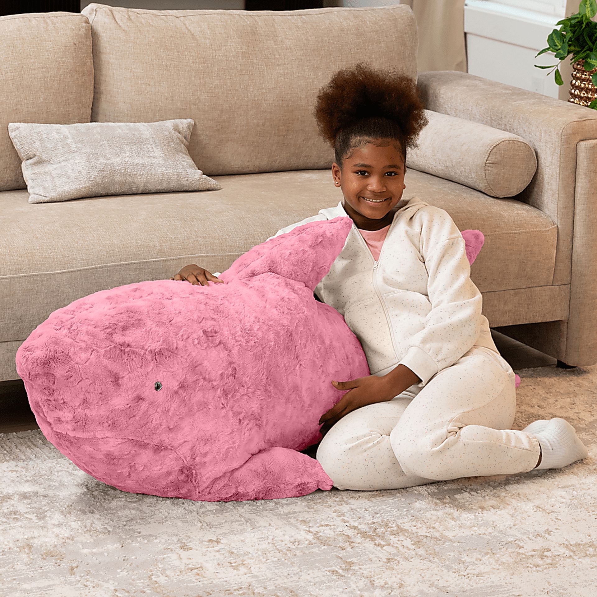 Kids Finn the Shark Pink Bean Bag - Image 4