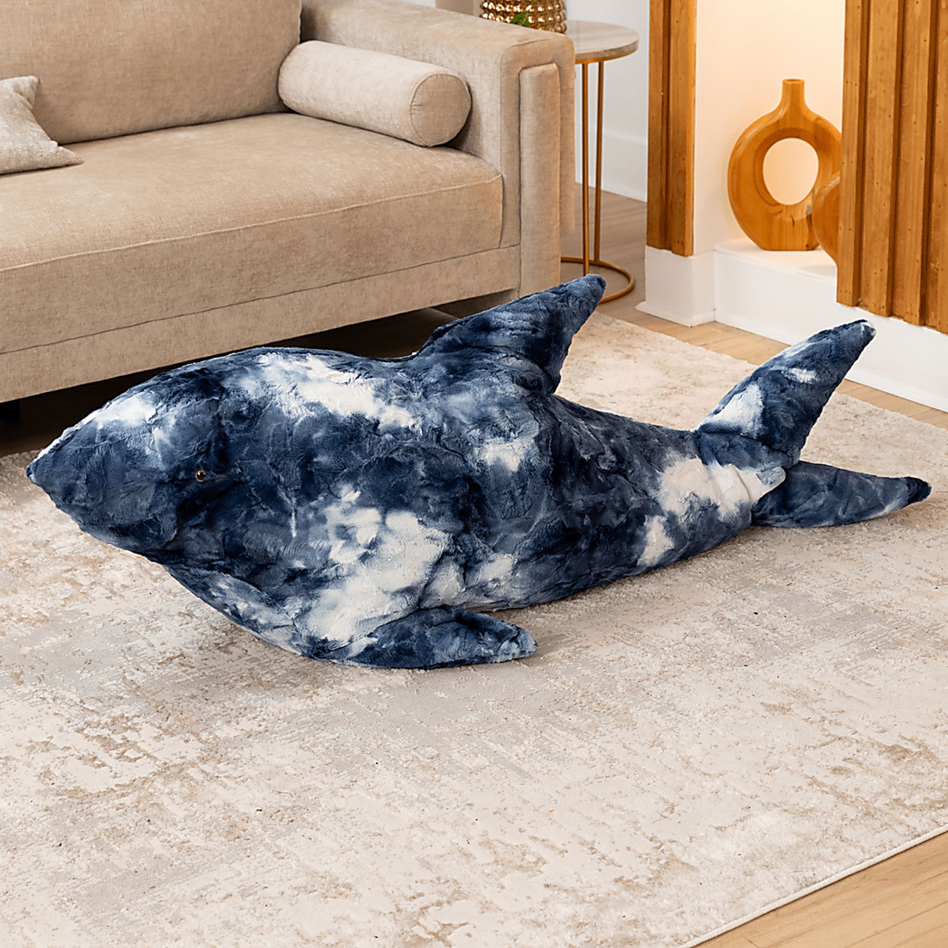 Kids Finn the Shark Tie-Dye Blue Bean Bag - Image 2