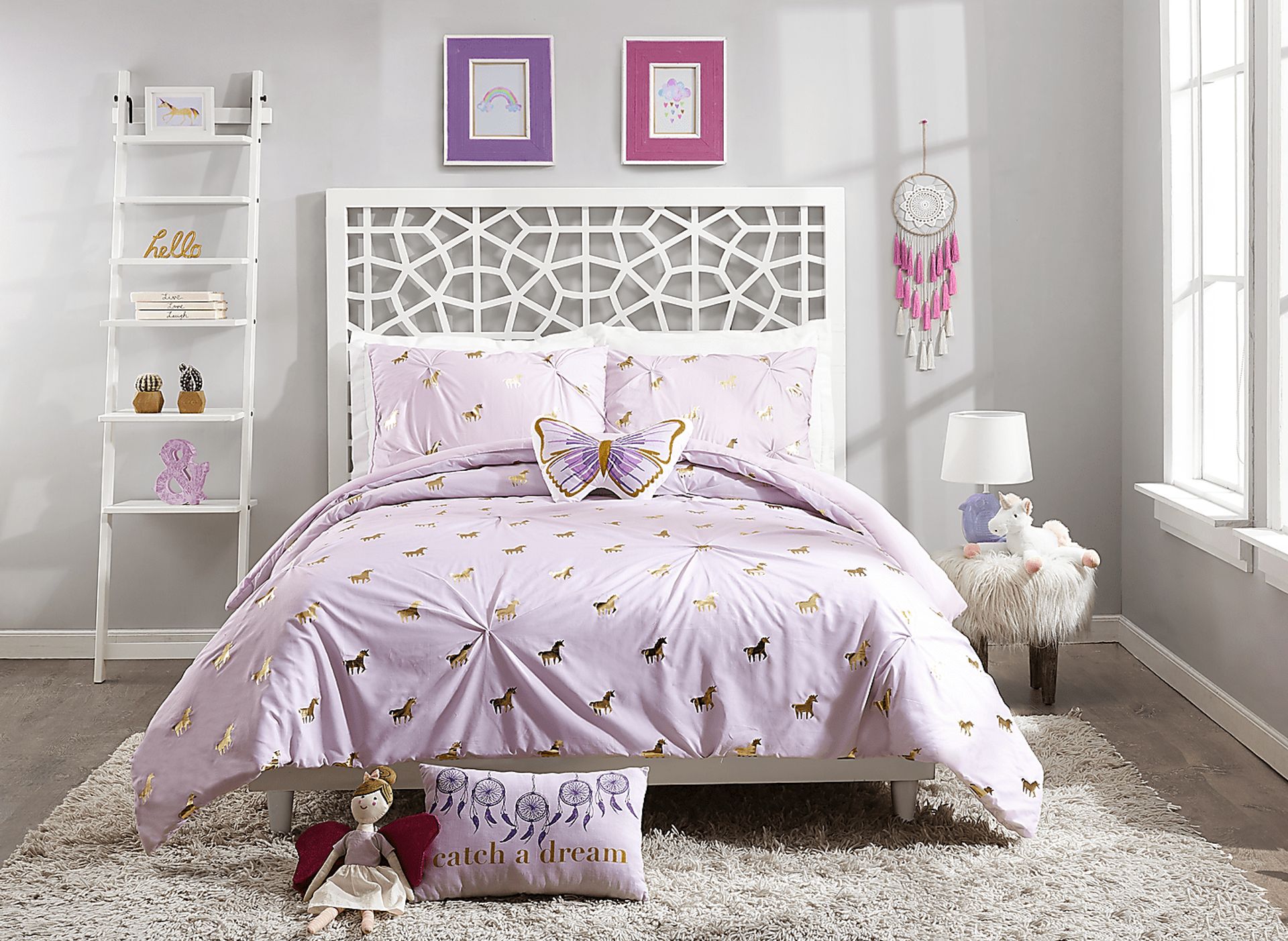 Kids Fiona Unicorn Lilac 3 Pc Twin Comforter Set - Image 6