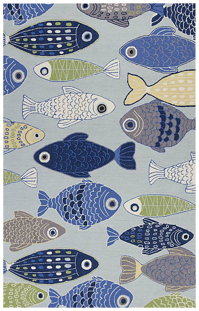 Kids Fish Festival Blue 5' x 7'6 Rug - Thumbnail - Image 1