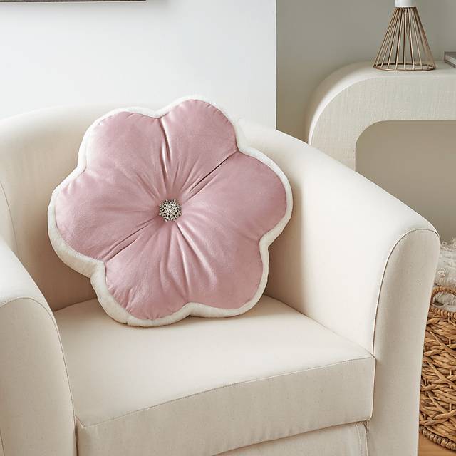 Kids Floral Bloom Blush Throw Pillow - Thumbnail - Image 4