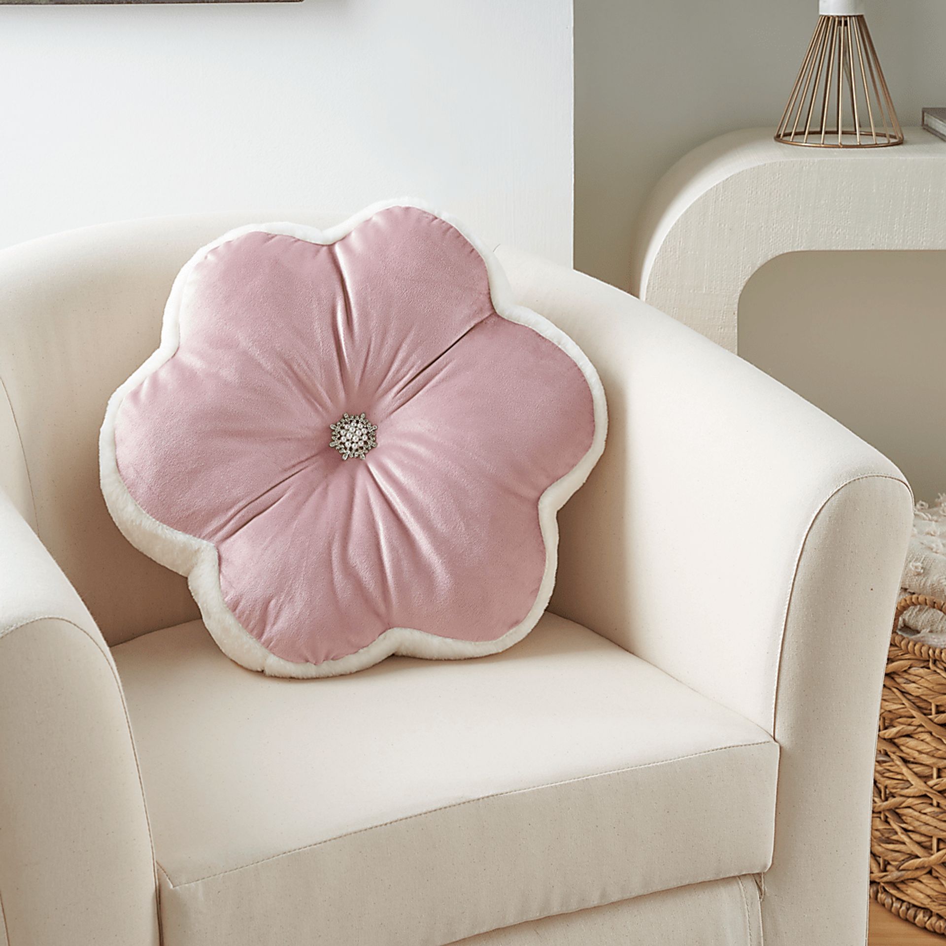 Kids Floral Bloom Blush Throw Pillow - Image 4