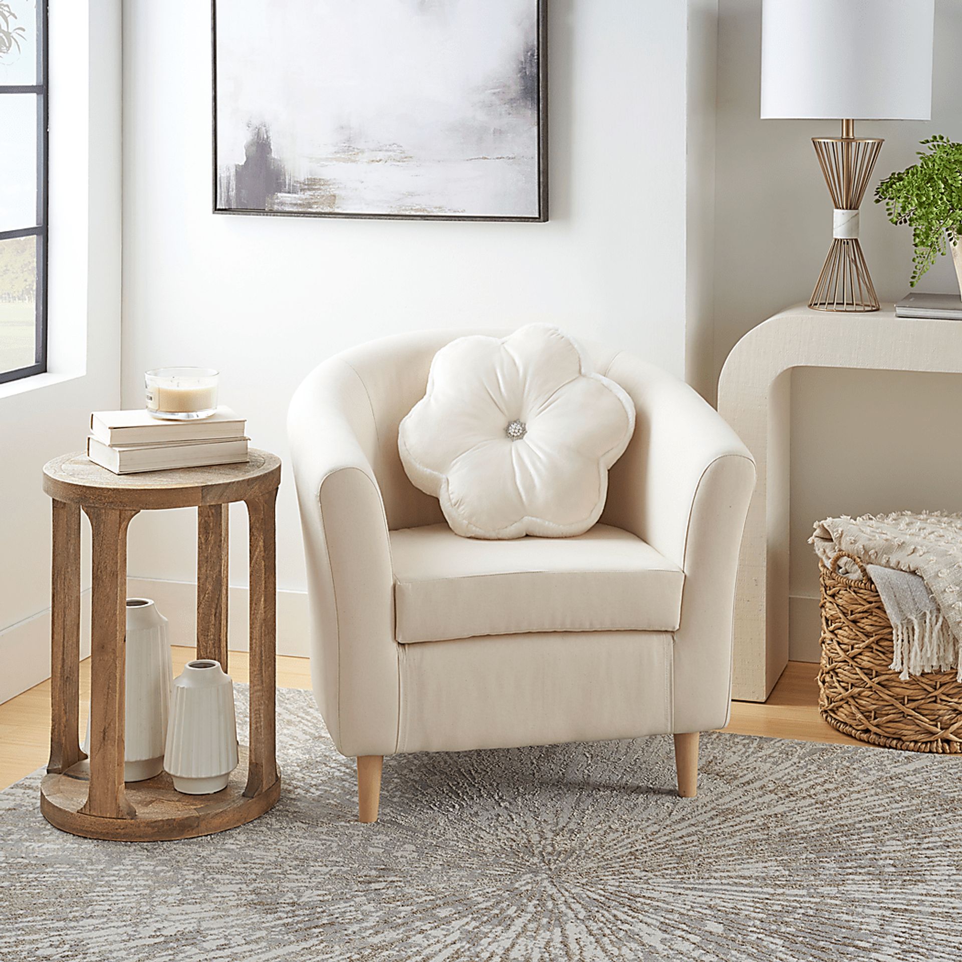 Kids Floral Bloom Ivory Throw Pillow - Image 3